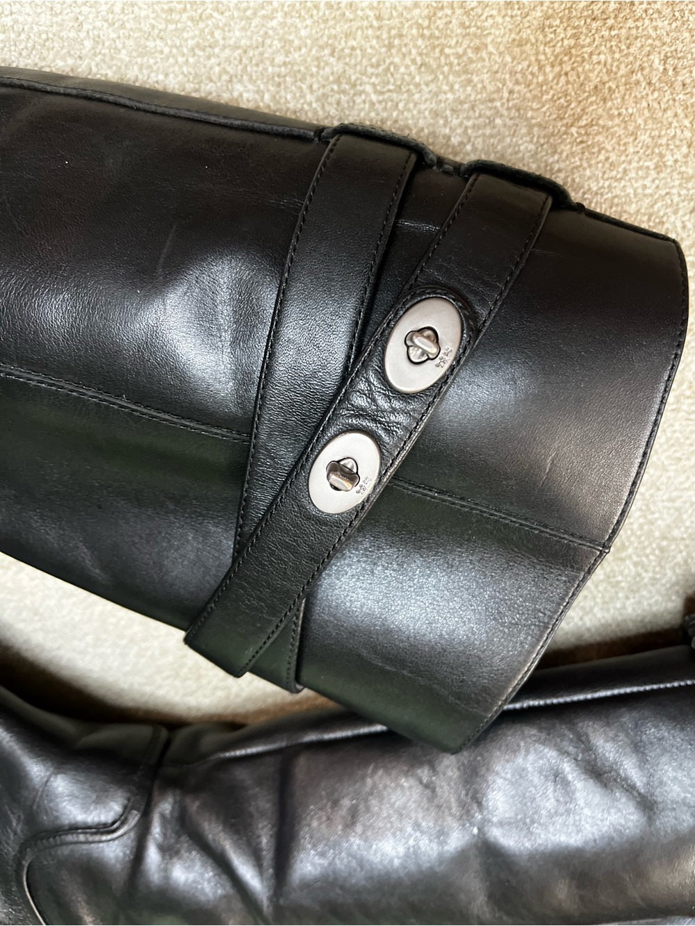 Women's Coach Linette 7 Black Leather Knee-High Riding Boots - Picture 6 of 13